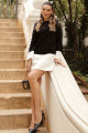 Vestido Manga Longa Curto Reto Niemeyer Preto e Branco