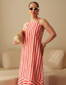 Vestido Longo Listras Bella Vermelho