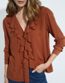 Camisa Babado Marrom Canela