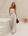 Top Cropped Listrado Macarella Latte