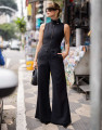 Macacão Alfaiataria Gola Alta Cannes Preto